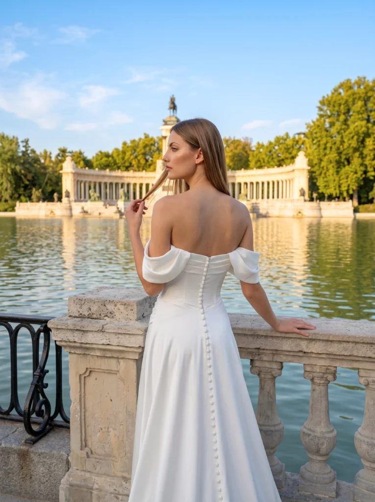 vestido-novia-estrella-sedkastudio-crepé-escotepalabradehonor-espaldaenu-detallespalda-sedkanovias